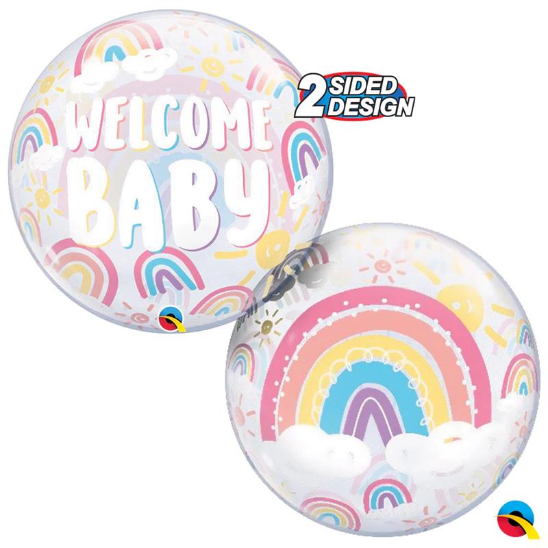 Qualatex 22" Boho Rainbow Welcome Baby Bubble Balloon