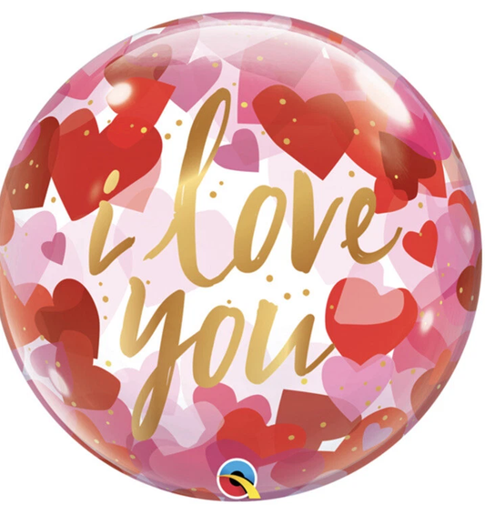 I Love You  Hearts 22" Bubble Qualatex Balloon Valentine’s Gift Party Decorations