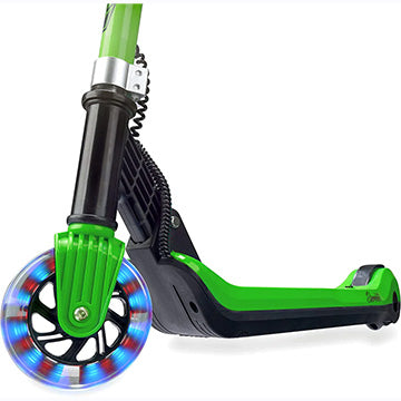 XOOTZ® Elements Electric Scooter Folding with LED Light Up Wheel and Collapsible Handlebars - Green