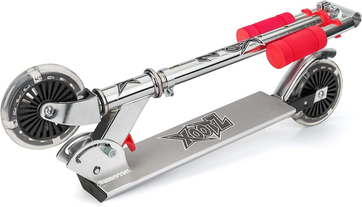 XOOTZ® - LED Folding Scooter with Adjustable Handle Bars for Boys and Girls - TY5716 (Red)