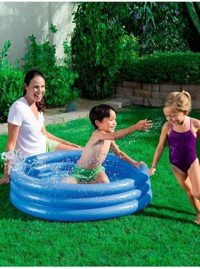 BESTWAY INFLATABLE 3 RING TOY CRYSTAL PADDLING SWIMMING POOL 72"x13"
