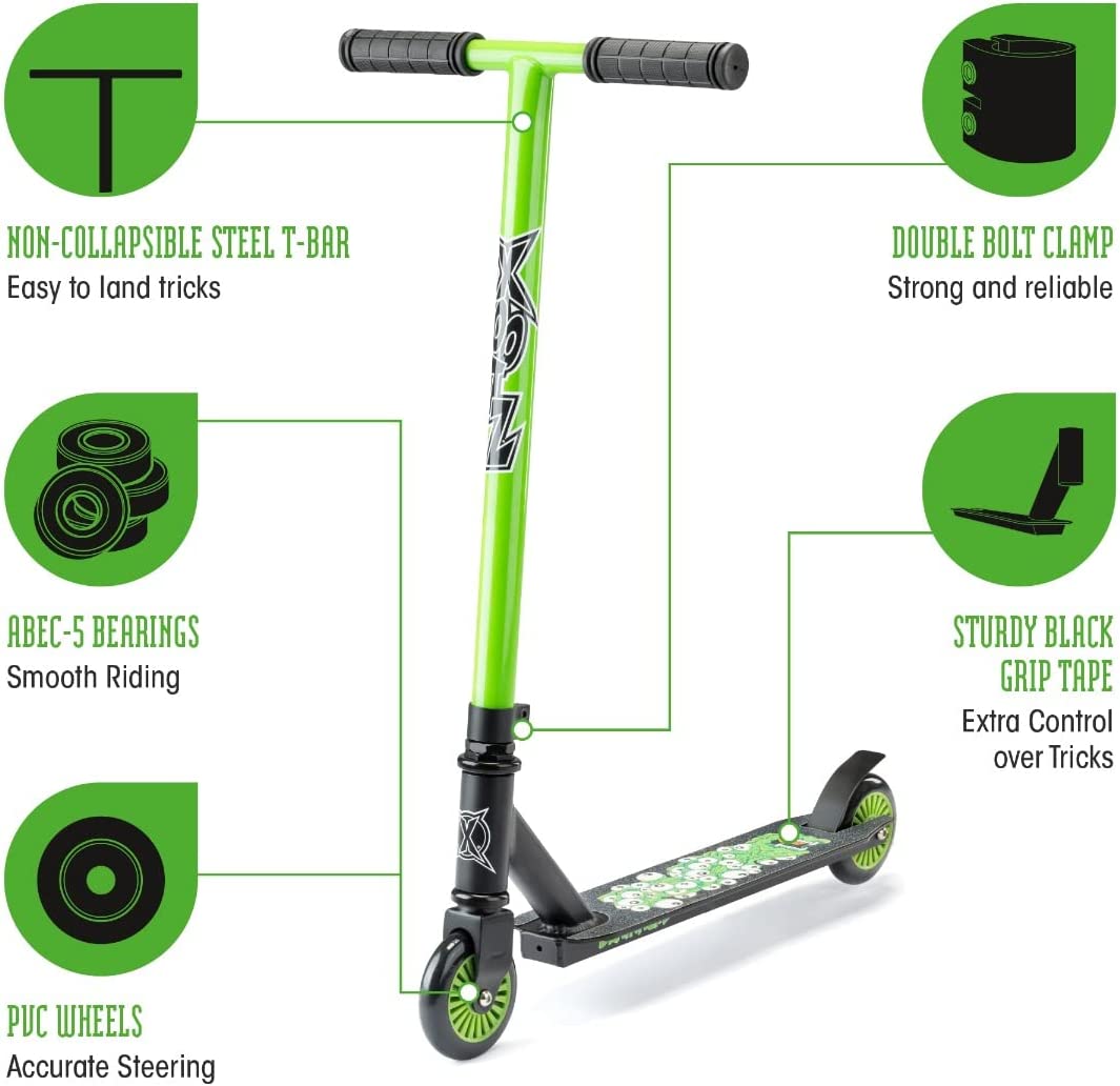 Xootz Kids Scooter Boys and Girls Kick Scooter Entry Level Children’s Beginner T-Bar Stunt Scooter Stylish Grip Tape Deck Ages 5 +