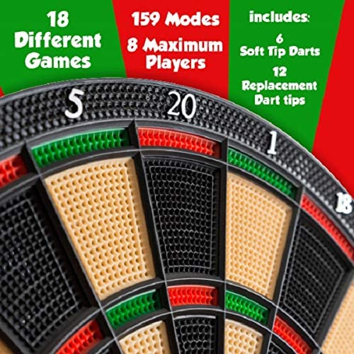 Toyrific Children’s Electronic Dartboard with LED Digital Score Display and Plastic Tip Darts Beige