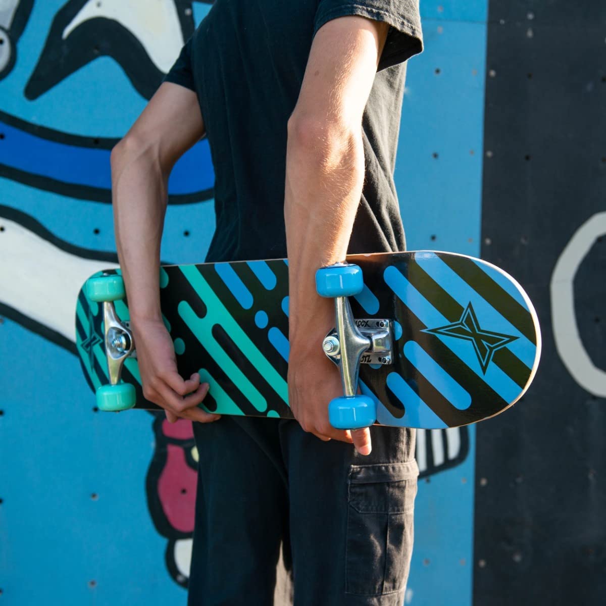 Xootz 31” x 8” Complete Skateboard for Beginners 9 Ply Maple Deck Double Kick Standard Board for Boys and Girls - Deviate