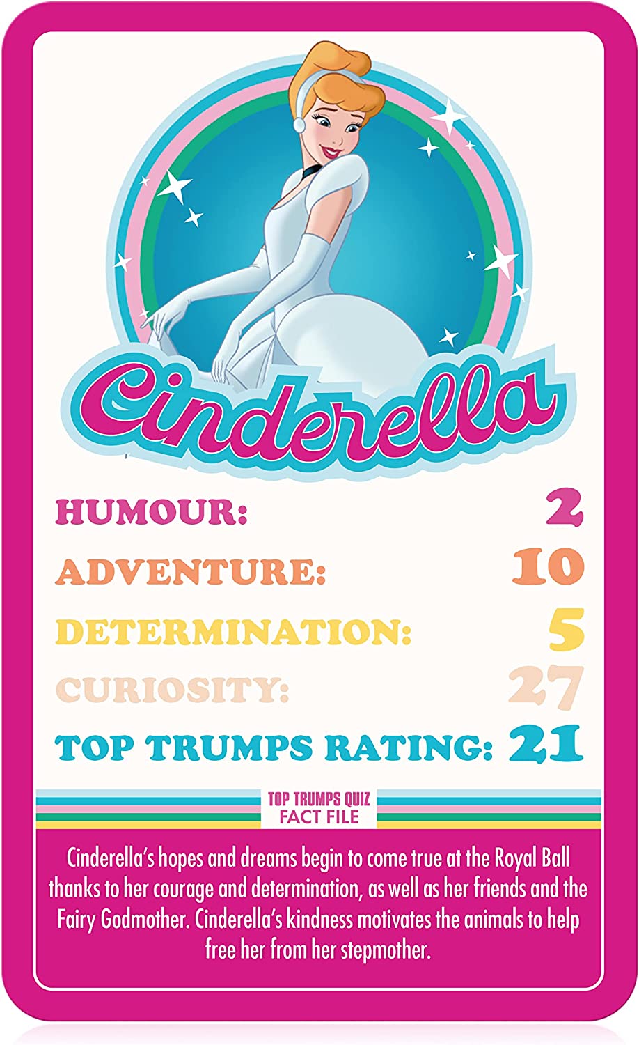 Disney Princess Top Trumps Specials Card English Edition, Play with Cinderella, Jasmine, Belle and Snow White battle your way to victory, Educational game for ages 6 up, Pink