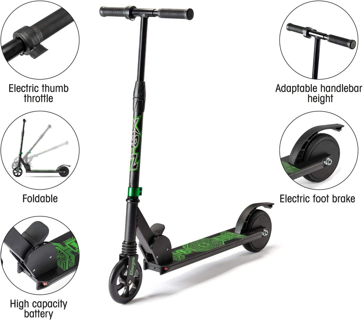 Xootz Folding Electric Scooter for Adults and Kids Portable Lightweight Commuter with 100 kg Max Weight, Electro