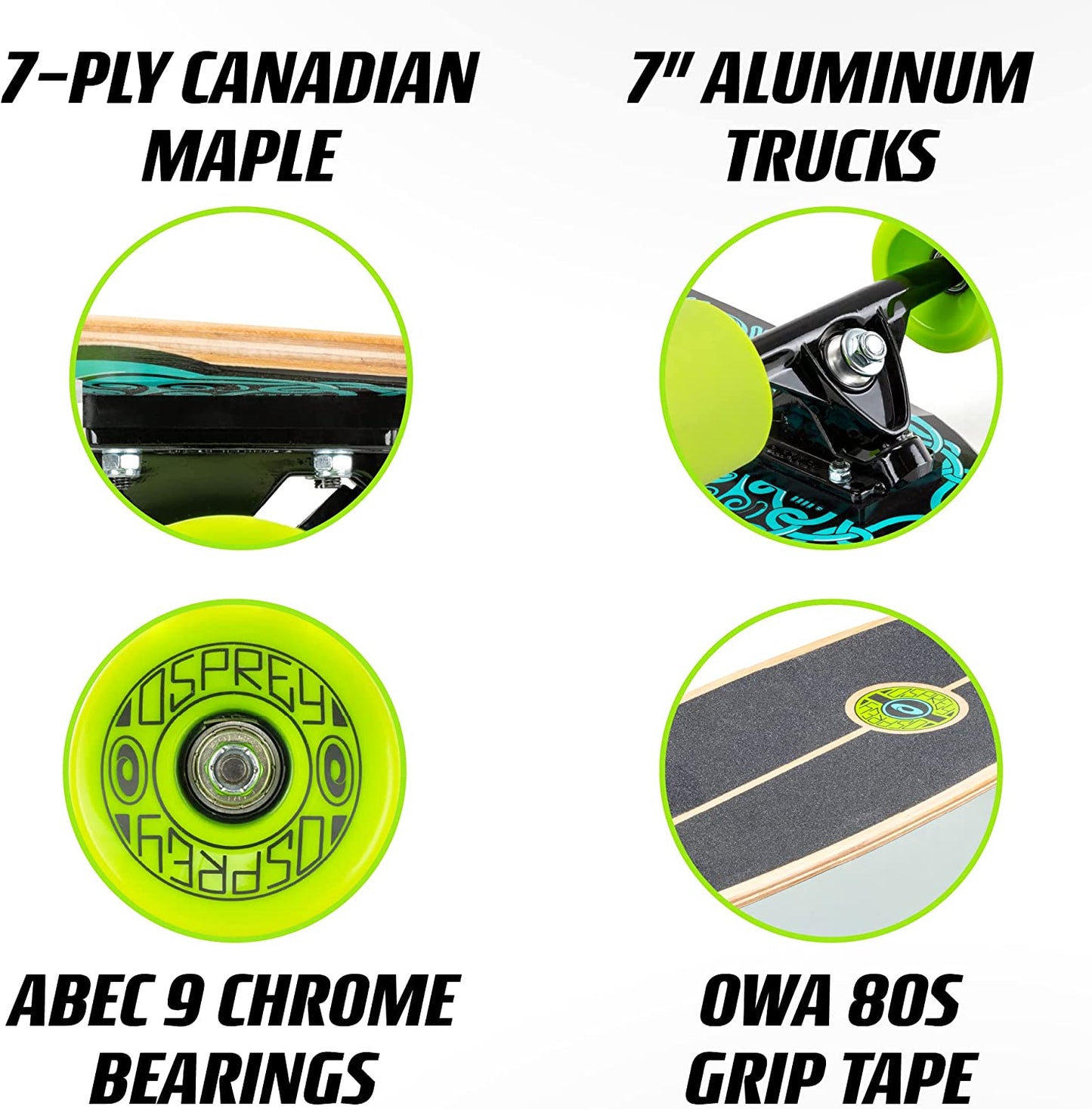 Osprey Pintail Longboard Complete 40" Skateboards Kids / Adult Skateboard - Spectrum