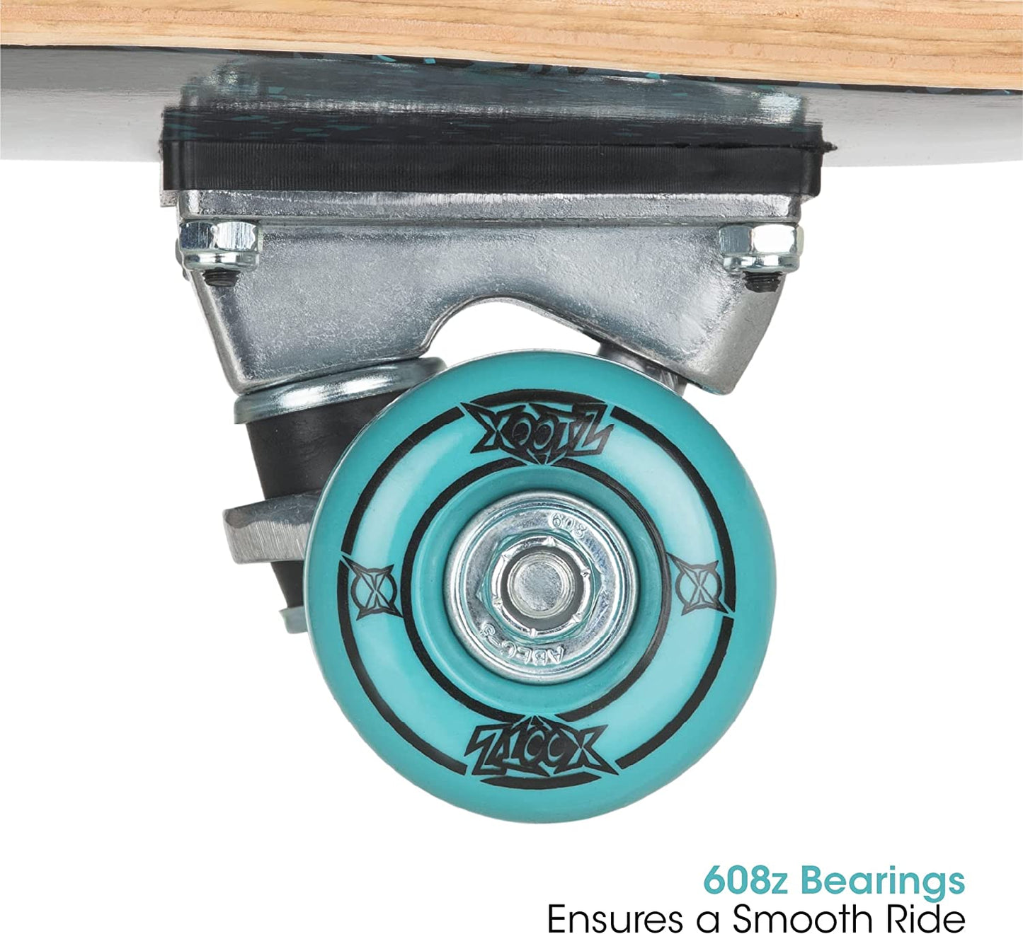 Xootz 31” x 8” Complete Skateboard for Beginners 9 Ply Maple Deck Double Kick Standard Board for Boys and Girls - Streak