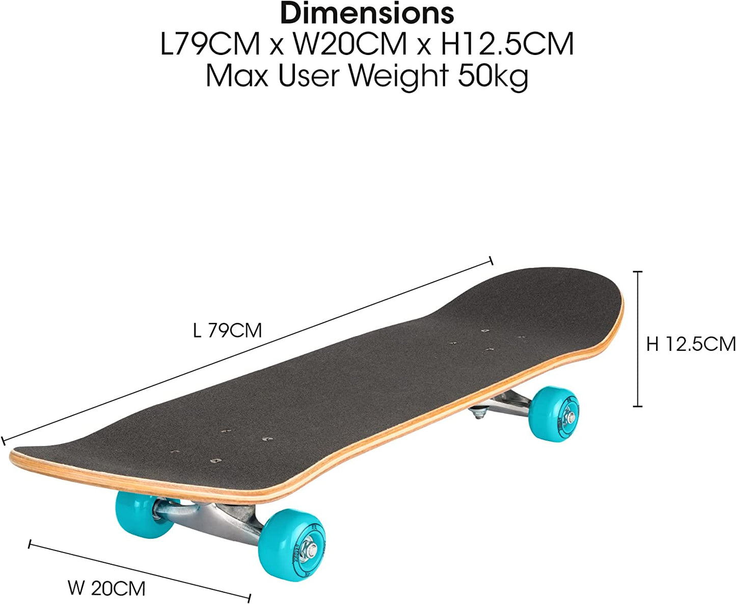 Xootz 31” x 8” Complete Skateboard for Beginners 9 Ply Maple Deck Double Kick Standard Board for Boys and Girls - Streak