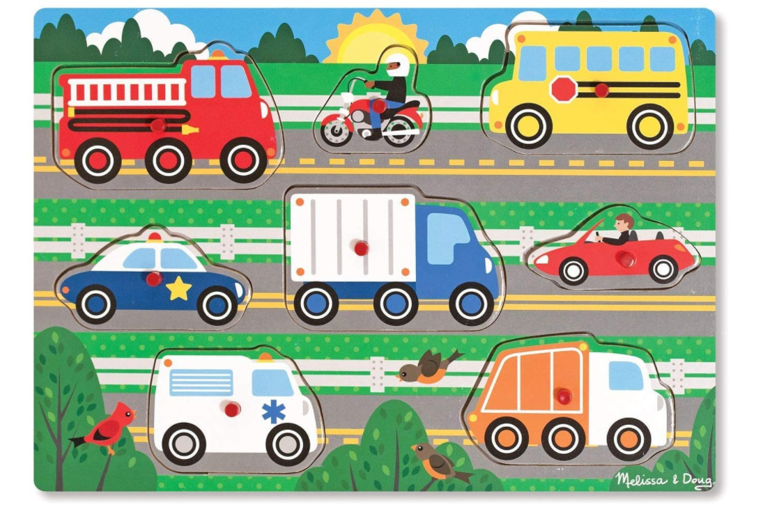 Wooden Peg Puzzle - Vehicles
