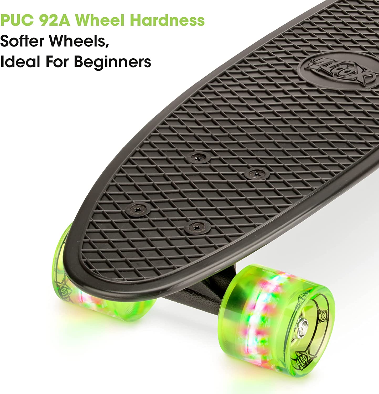 Xootz Kid's Complete Retro Plastic Skateboard with LED Light Up Wheels