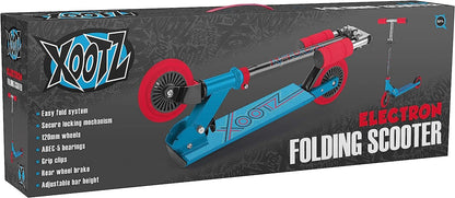 Xootz Kids Folding Kick Scooter Adjustable Handlebars Rear Wheel Brake - Blue