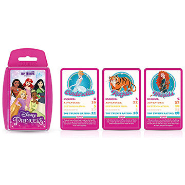 Disney Princess Top Trumps Specials Card English Edition, Play with Cinderella, Jasmine, Belle and Snow White battle your way to victory, Educational game for ages 6 up, Pink