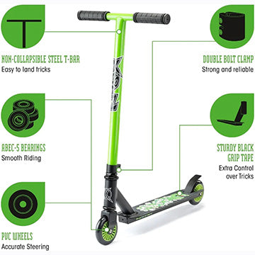 XOOTZ® Elements Electric Scooter Folding with LED Light Up Wheel and Collapsible Handlebars