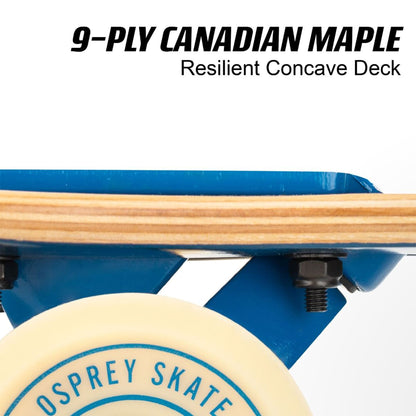 Osprey Twin Tip Longboard 39 inch Canadian Maple Deck, Complete Skateboard For Adults, Kids and Beginners - SLIDE FADE