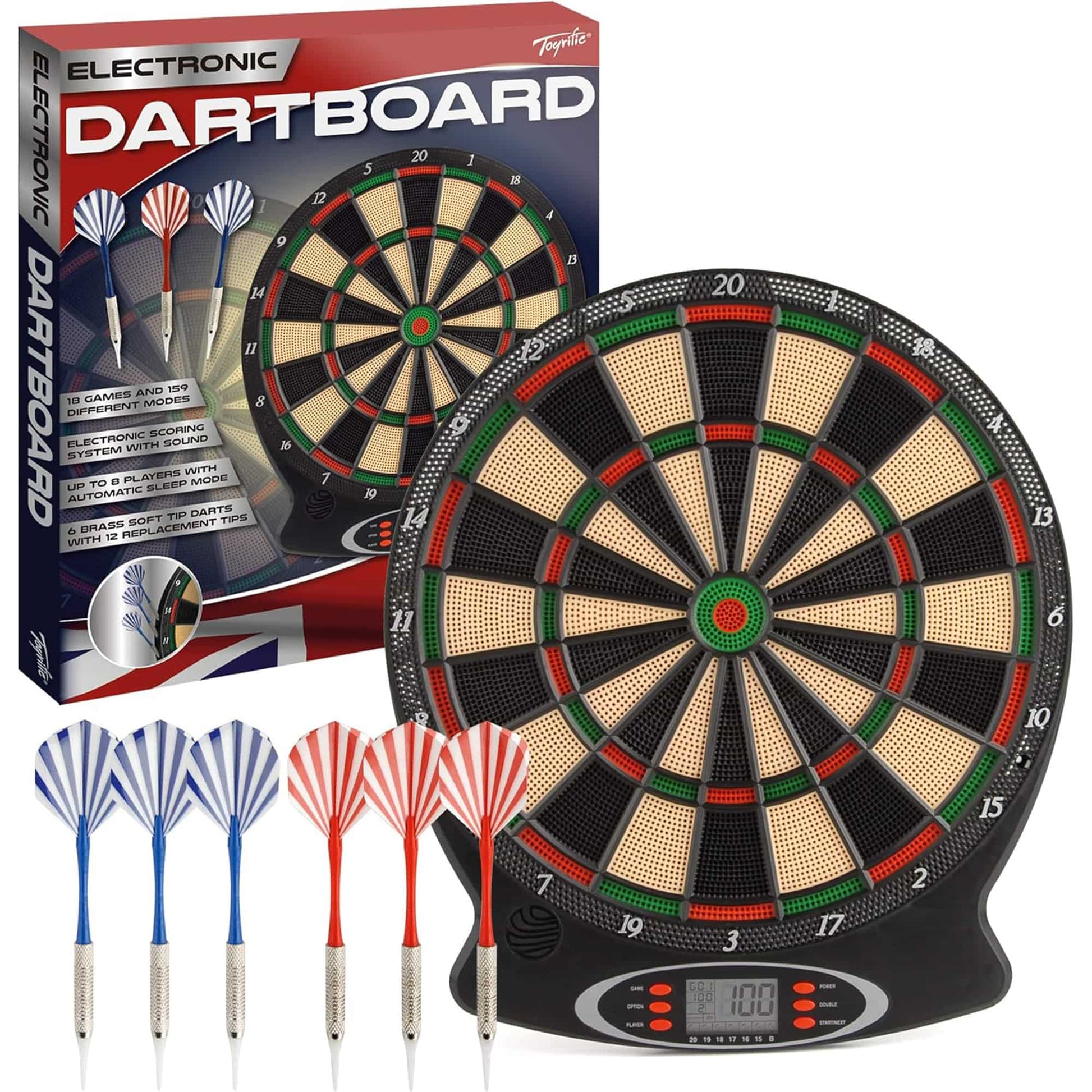 Toyrific Children's Electronic Dartboard with LED Digital Score Display and Plastic Tip Darts