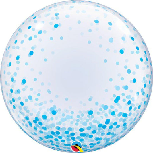Qualatex Blue Confetti Bubble 24 inch Balloon for Party Decoration