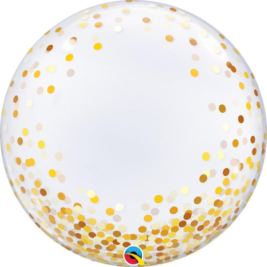 Qualatex Gold Confetti Bubble 24 inch Balloon for Party Decoration