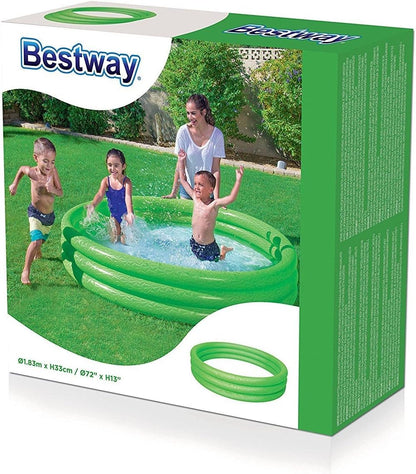 BESTWAY INFLATABLE 3 RING TOY CRYSTAL PADDLING SWIMMING POOL GARDEN PLAY 72"x13"