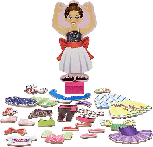 Melissa And Doug Nina Ballerina Magnet Wooden Dress-Up Doll Pretend Play Toy Cognitive Skills (3+ Age)