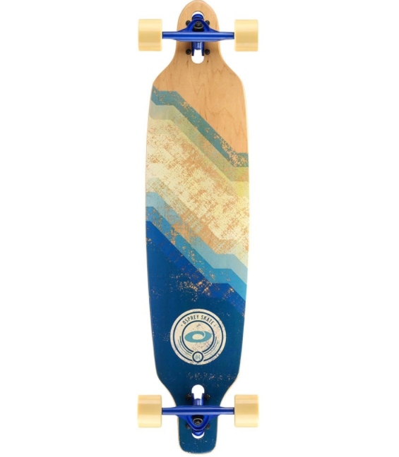 Osprey Twin Tip Longboard 39 inch Canadian Maple Deck, Complete Skateboard For Adults, Kids and Beginners - SLIDE FADE