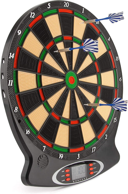 Toyrific Children’s Electronic Dartboard with LED Digital Score Display and Plastic Tip Darts Beige