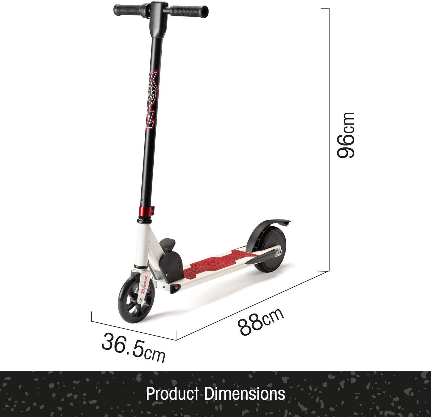 Xootz Kid's Evader Electric Scooter for Adults Ultra Lightweight Fold-able 24V Rechargeable Battery White/Red One Size