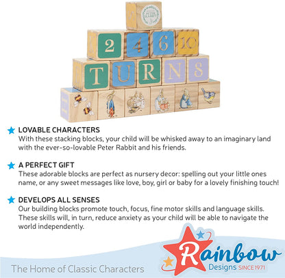 Official Peter Rabbit Wooden Building Blocks - Early Development Activity Toys and Stacking Blocks (LC)