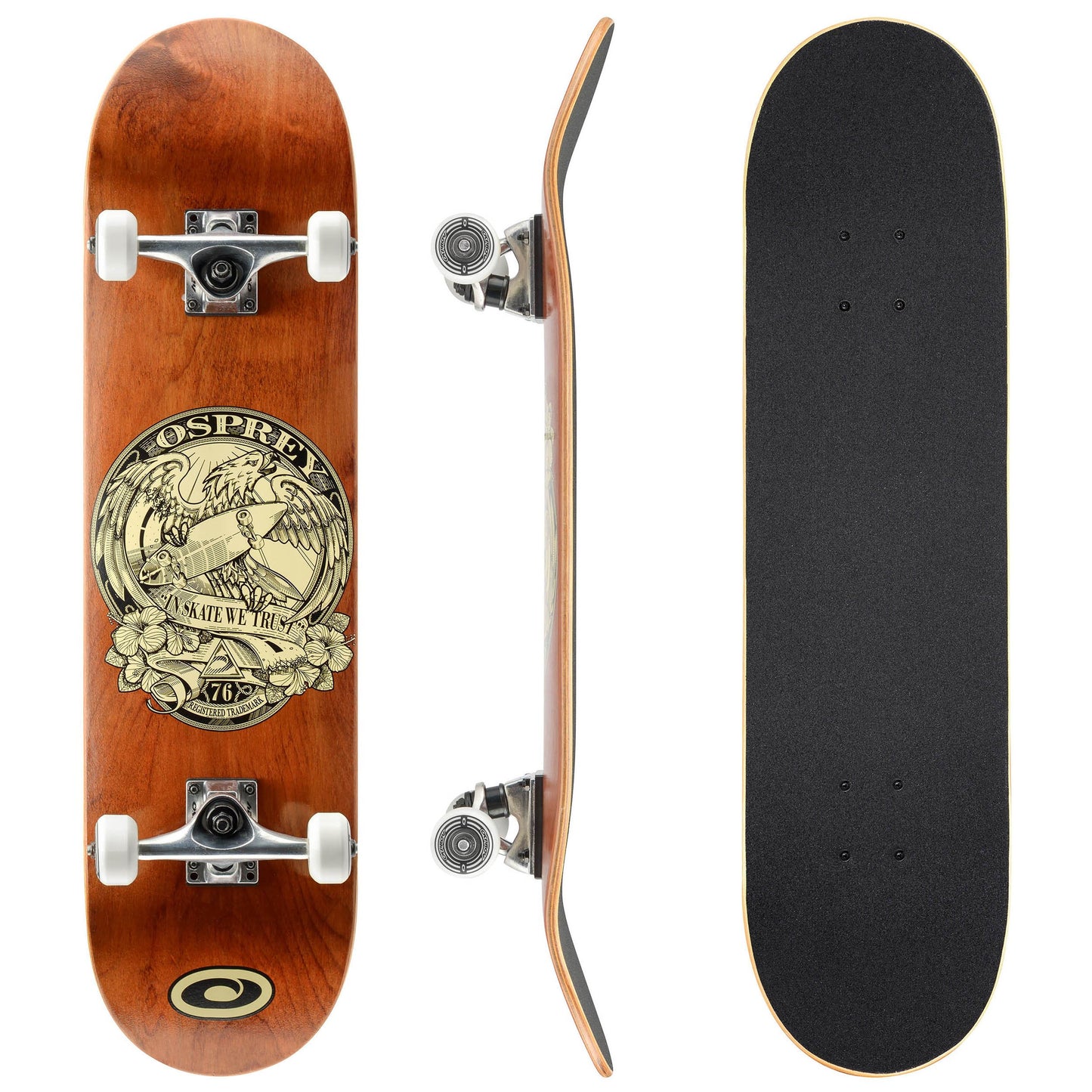 OSPREY® - 31" Double Kick Skateboard Beginners 9 Ply Maple Deck DoubleKick Adults / Kids