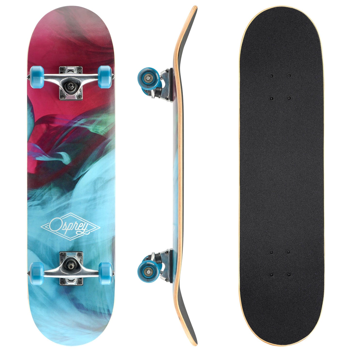 OSPREY® - 31" Double Kick Skateboard Beginners 9 Ply Maple Deck DoubleKick Adults / Kids