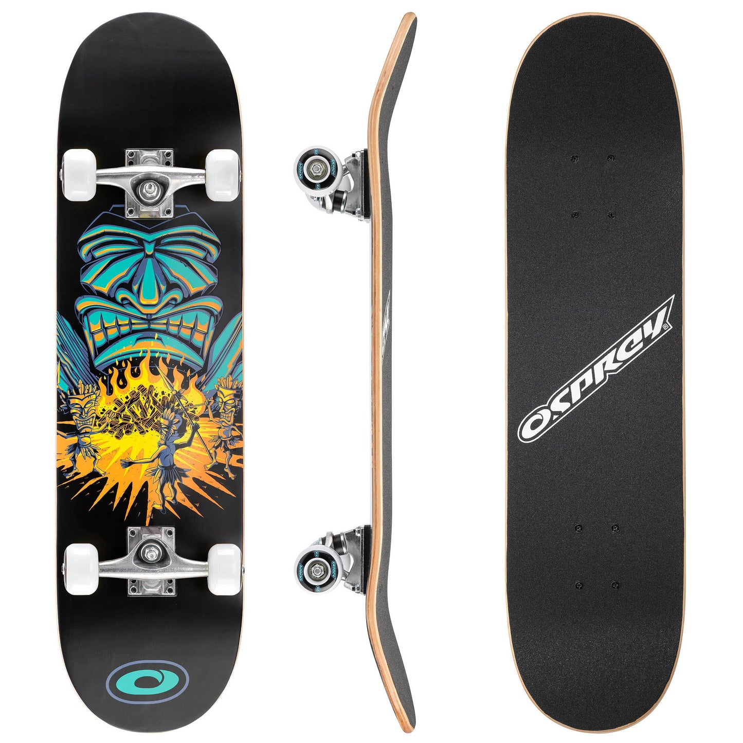 OSPREY® - 31" Double Kick Skateboard Beginners 9 Ply Maple Deck DoubleKick Adults / Kids