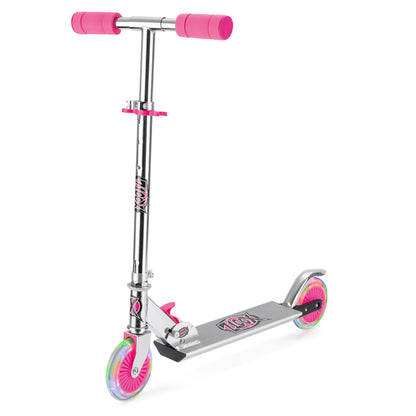Xootz LED Scooter, Folding with Adjustable Handle Bars for Boys and Girls, Pink - Rich Kids Playground