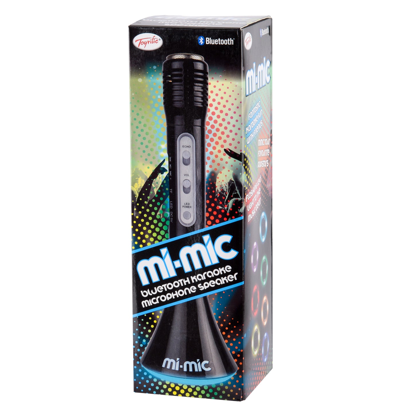 Mi-Mic Karaoke Microphone Speaker with Wireless Bluetooth and LED Lights, Black - Rich Kids Playground