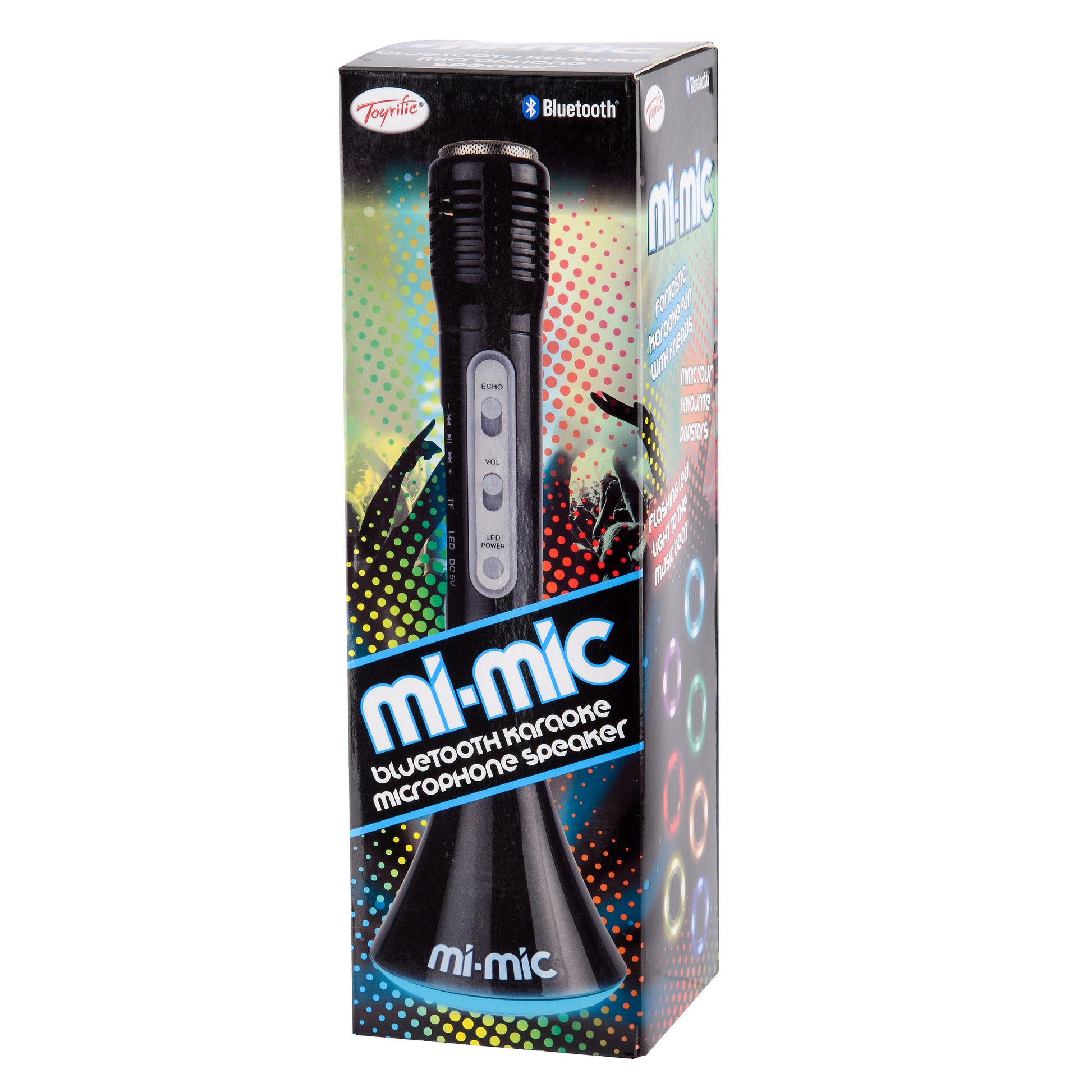 Mi-Mic Karaoke Microphone Speaker with Wireless Bluetooth and LED Lights, Black - Rich Kids Playground