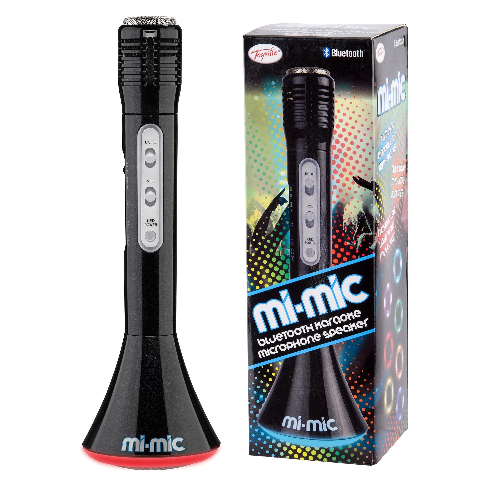 Mi-Mic Karaoke Microphone Speaker with Wireless Bluetooth and LED Lights, Black - Rich Kids Playground