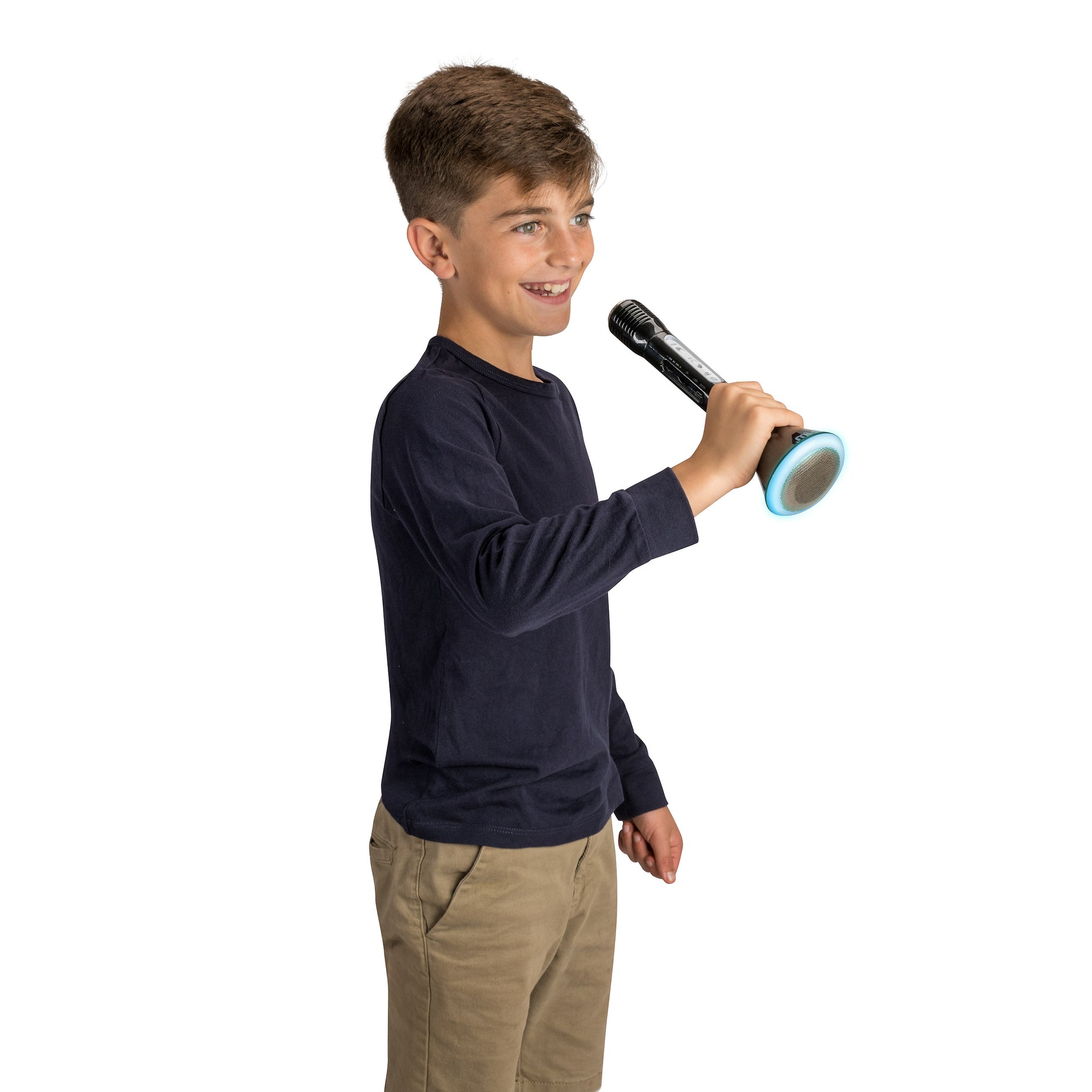 Mi-Mic Karaoke Microphone Speaker with Wireless Bluetooth and LED Lights, Black - Rich Kids Playground