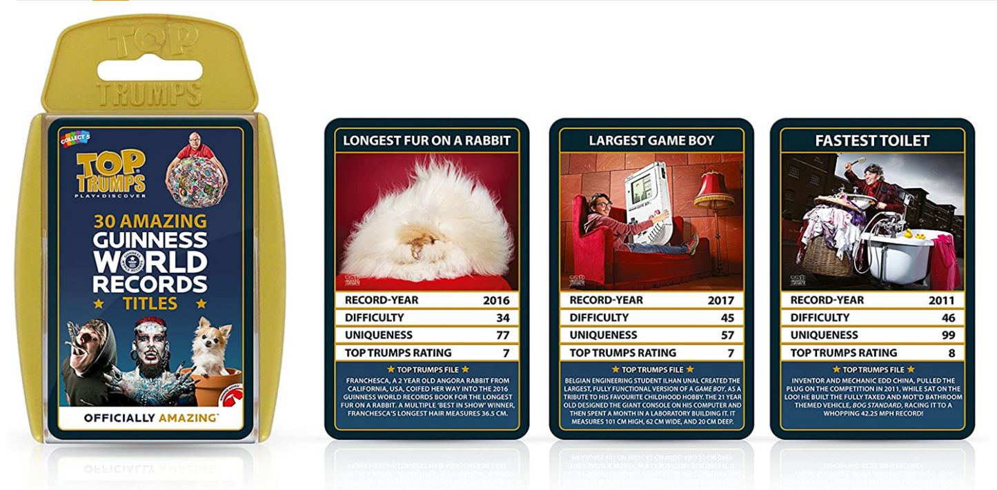 Top Trumps Guinness World Records 30 Amazing Titles Limited Editions Card Game