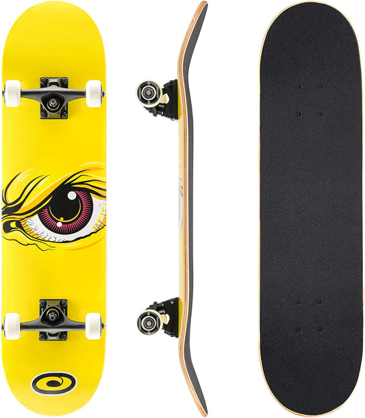 Osprey Complete Skateboard for Kids and Adults - Beginner Double Kick Trick 31 Inch Skateboard for Boys and Girls - ABEC 7 Bearings - Wrath