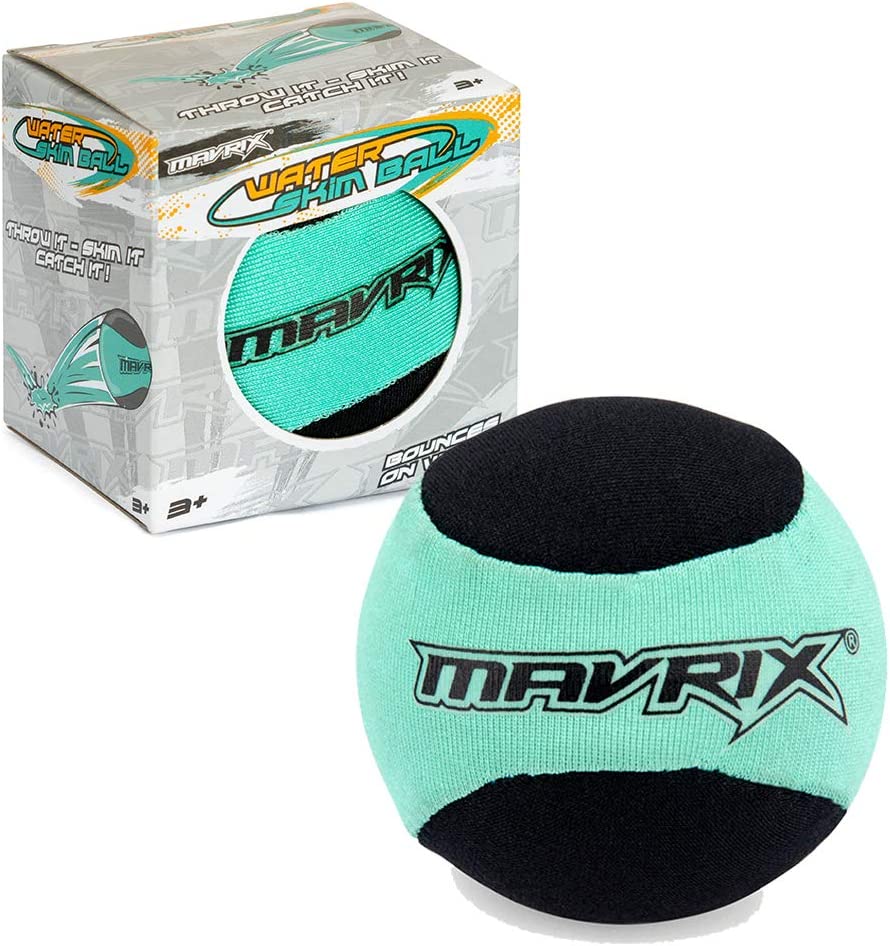 Mavrix Bouncing Water Skim Ball Beach and Swimming Pool Soft Skimming Ball Toy Black / Blue